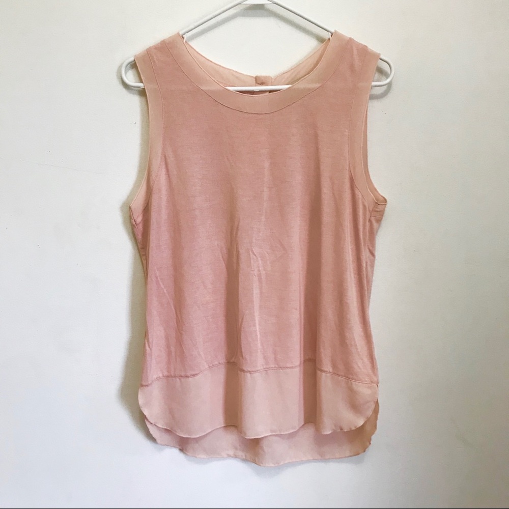 Ann Taylor Loft Pink Button Back Tunic Tank